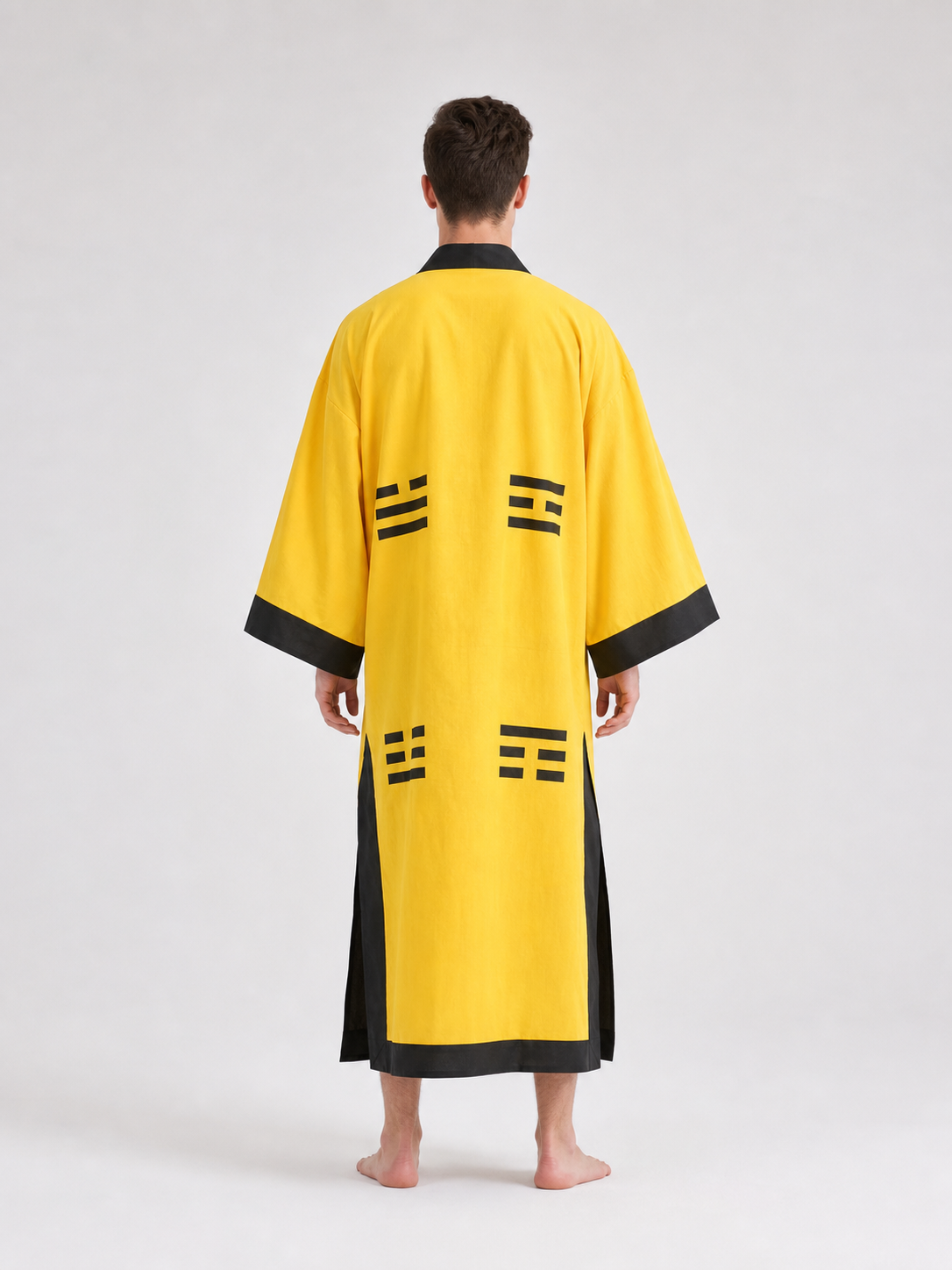 Yellow Taoist Costume with Black Trim and Hat