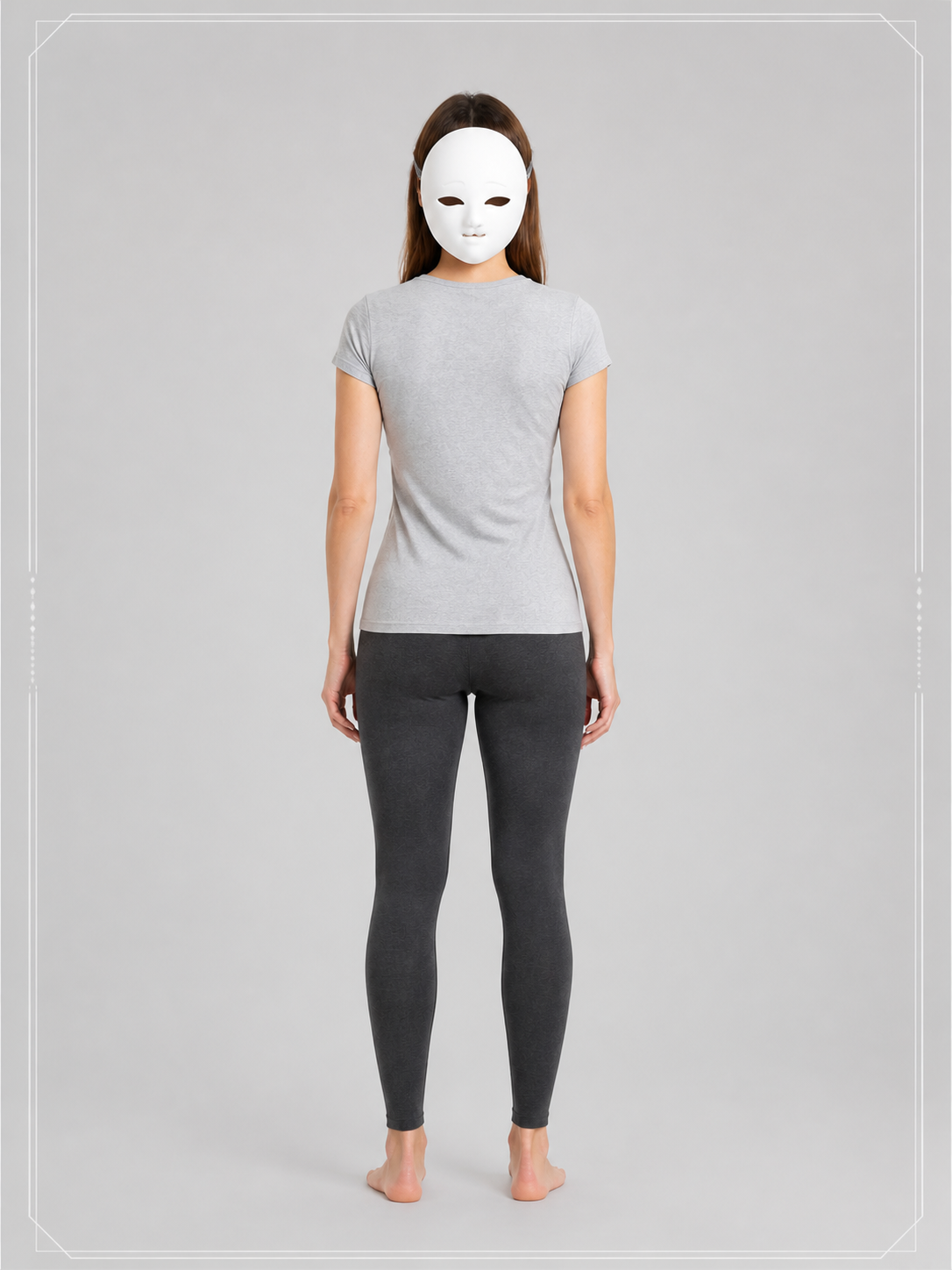 White Carnival Mask with Full Face Coverage back view
