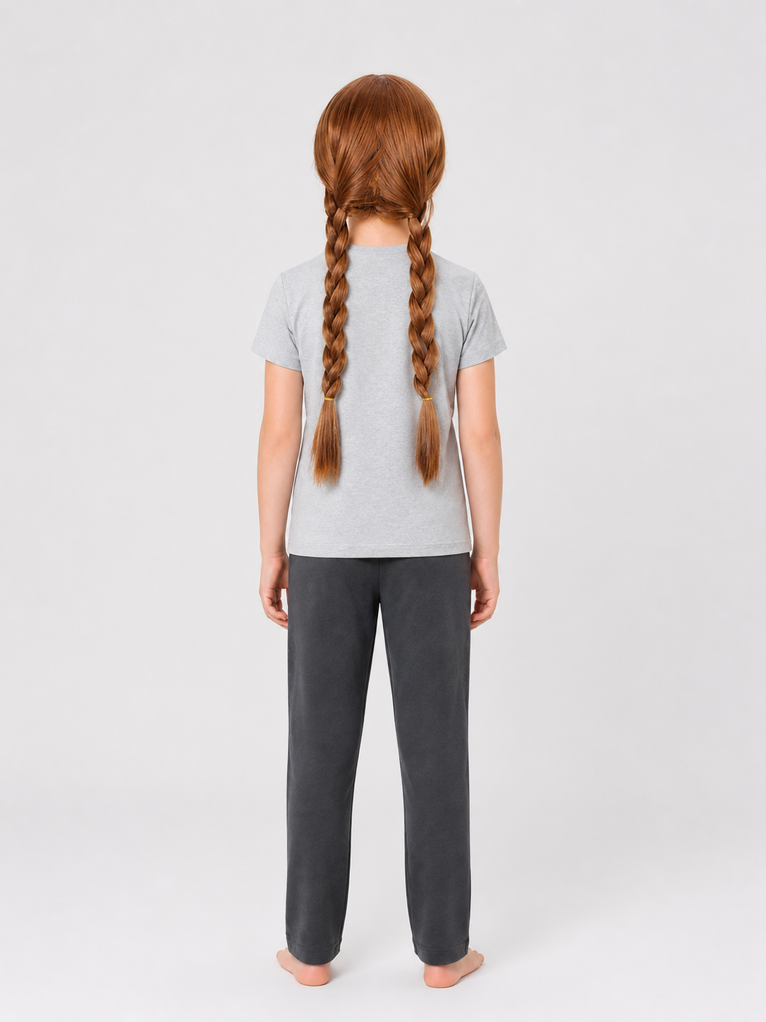 Brown Carnival Wig with Two Braids for Halloween back view