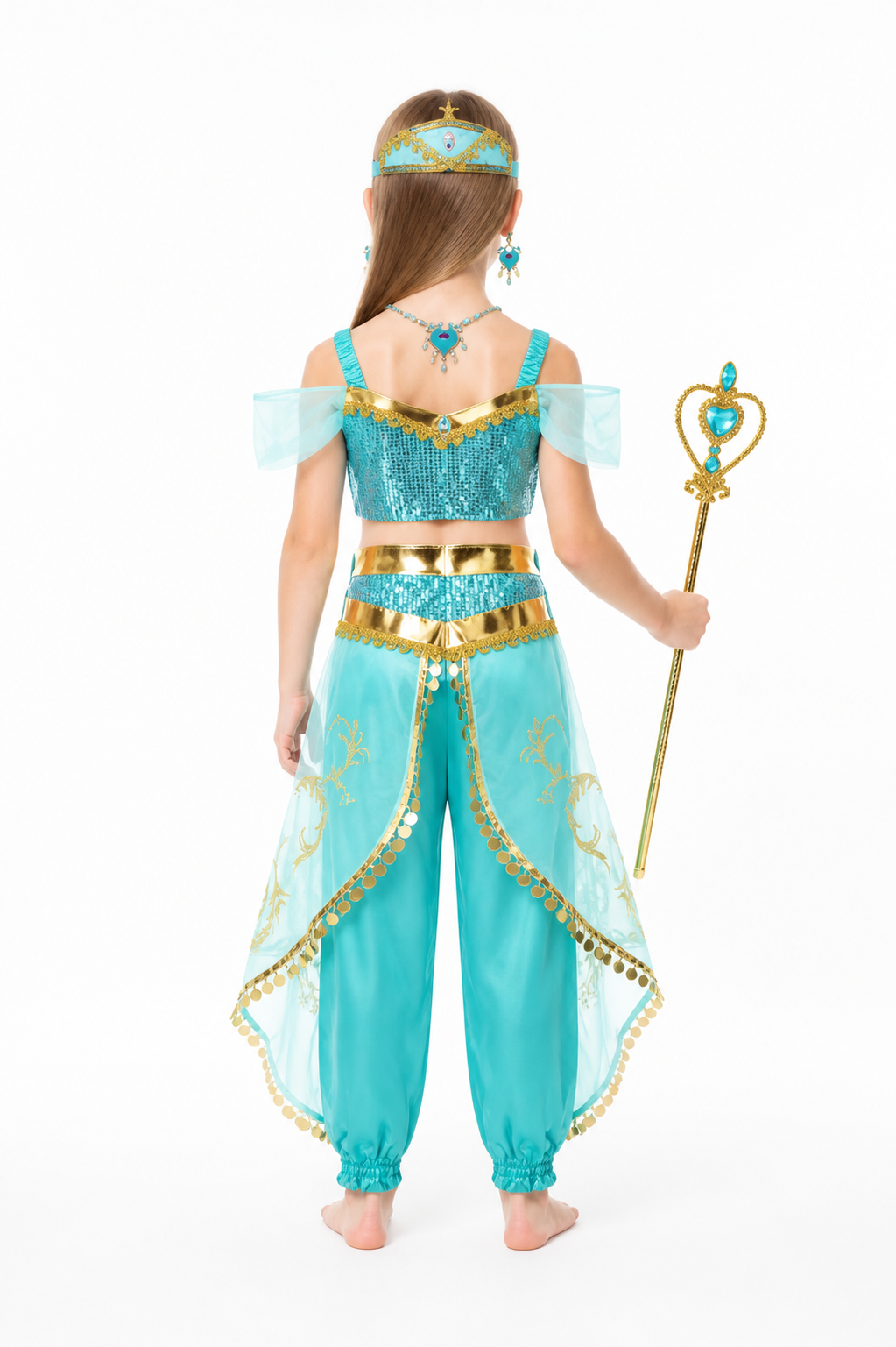 Princess Jasmine Halloween Costume with Accessories back view