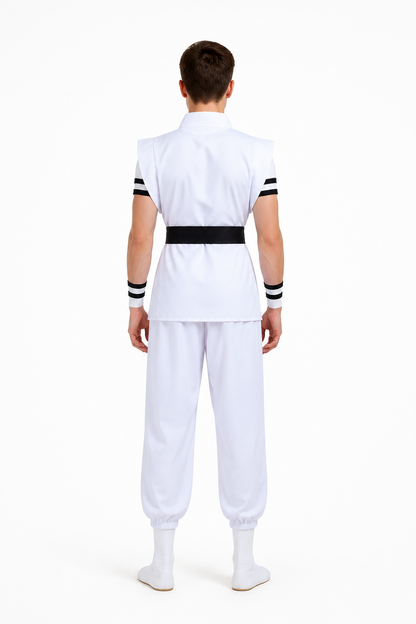 White Sukuna Cosplay Costume with Accessories back view