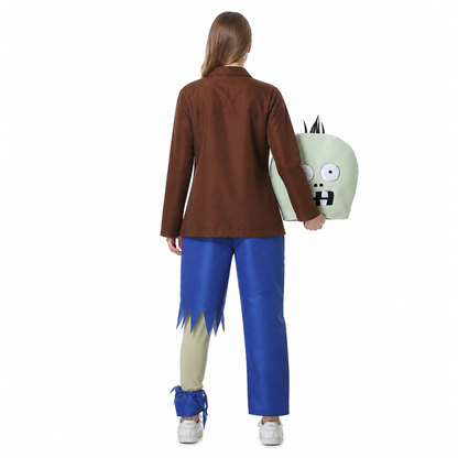 Halloween Zombie Costume with Mask and Tie back view