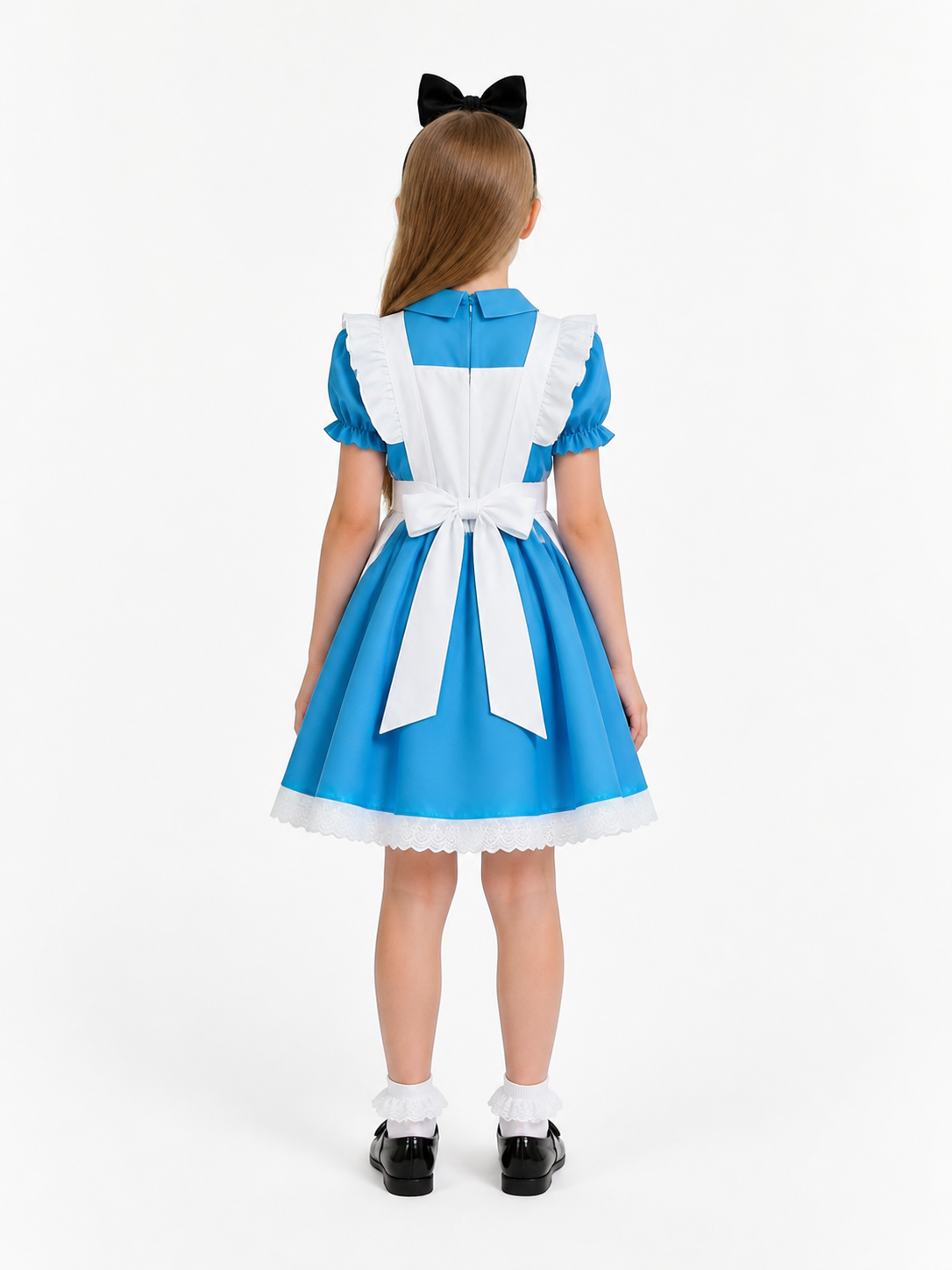 Children's Lolita Dress with Apron and Full Skirt back view