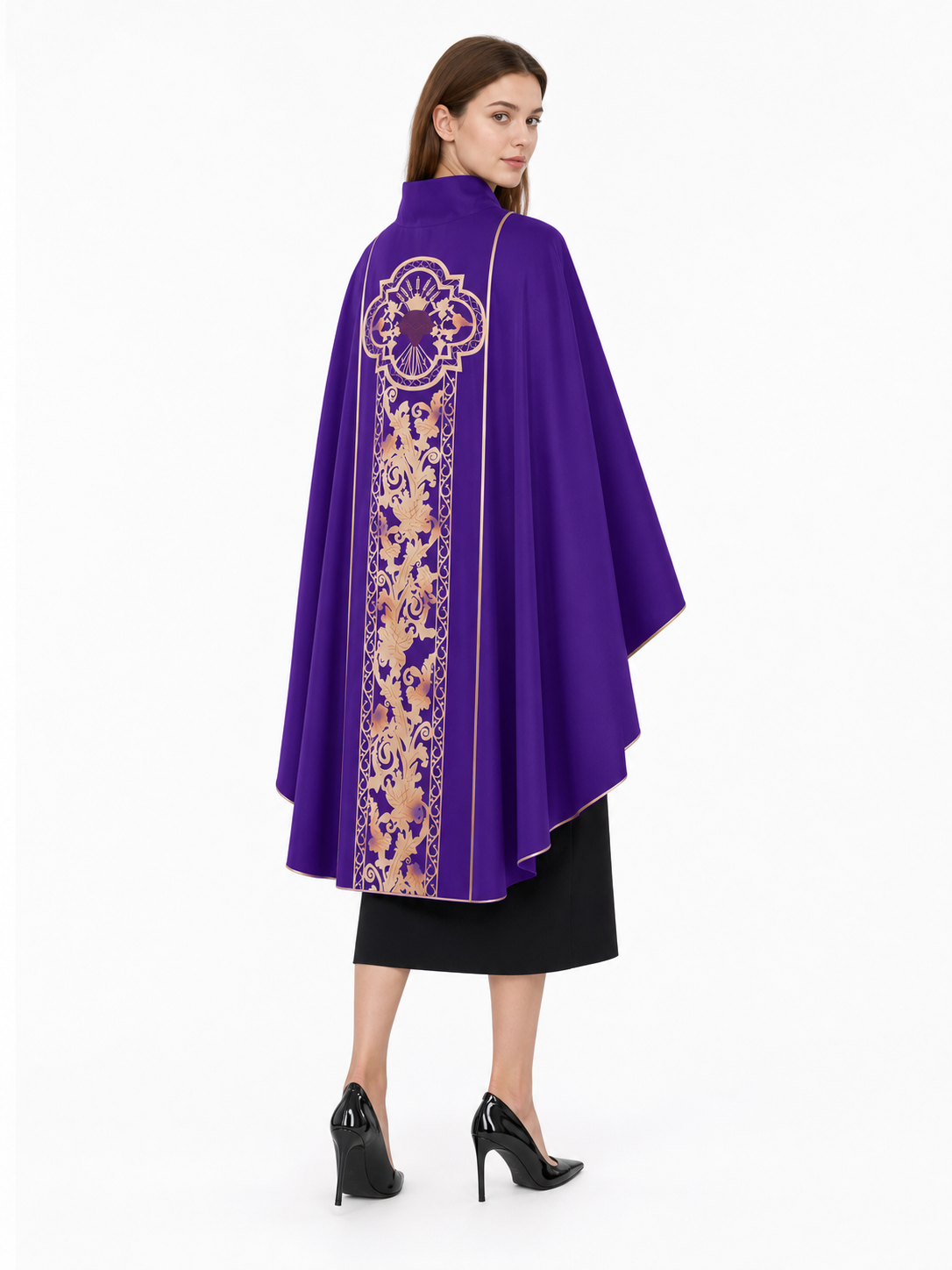 Purple Carnival Cloak with High Collar