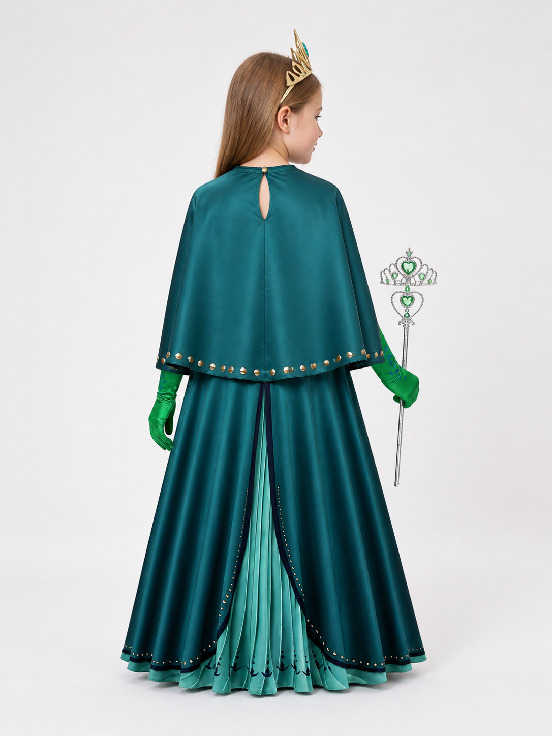 Turquoise Princess Costume for Halloween back view