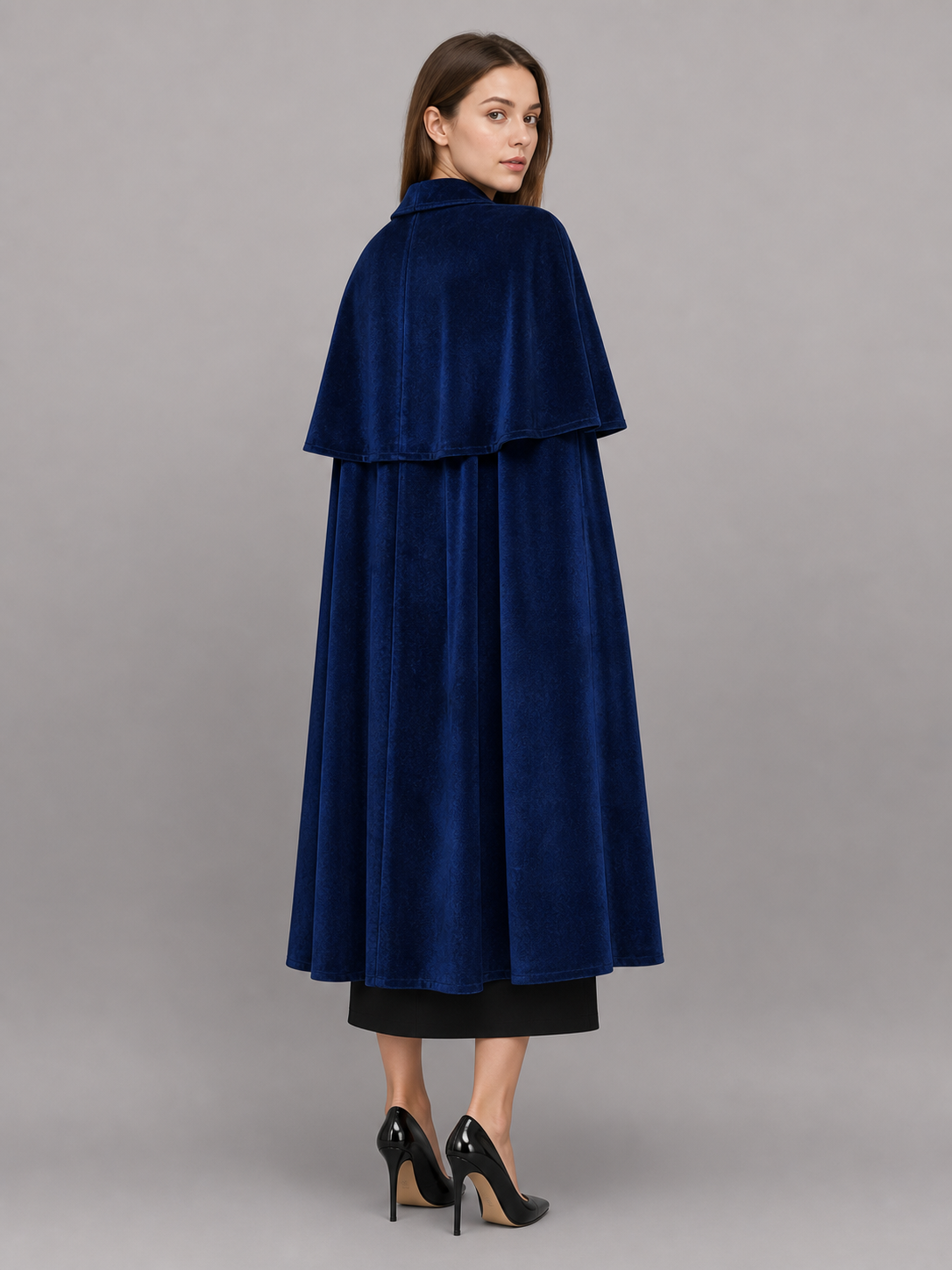 Dark Blue Carnival Cloak with Gothic Collar
