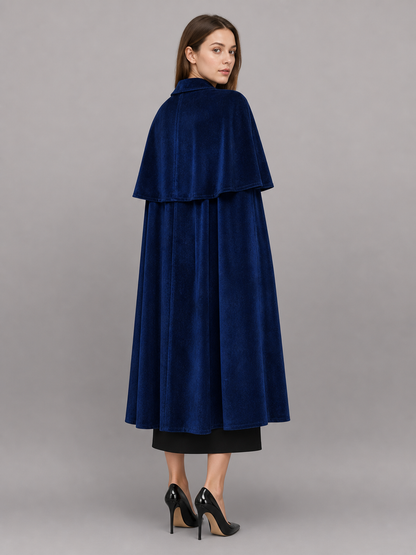 Dark Blue Carnival Cloak with Gothic Collar