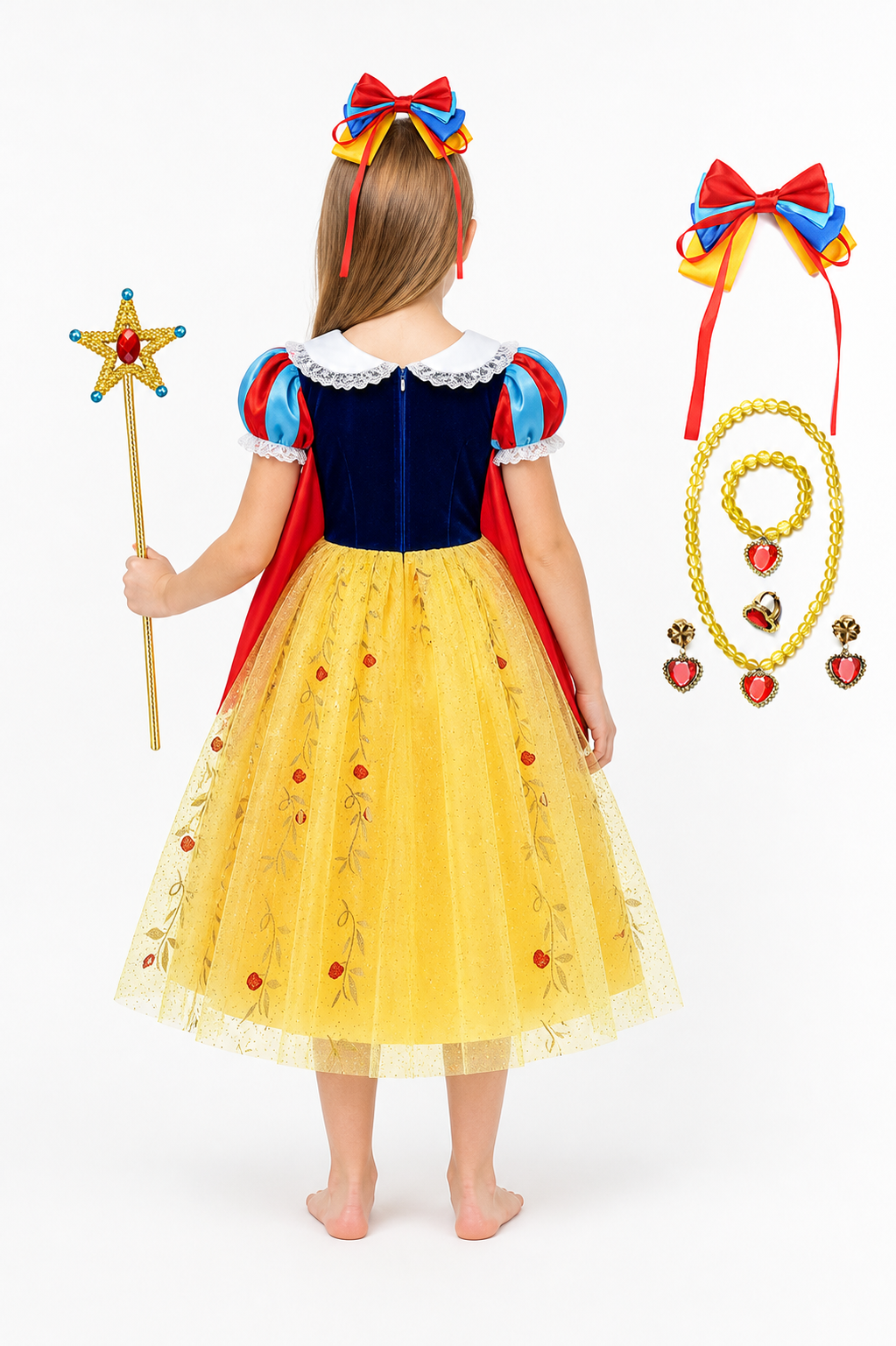 Snow White Princess Costume with Dress back view