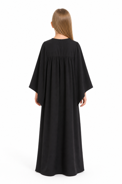 Black Long Halloween Cloak with Bat-Wing Sleeves back view