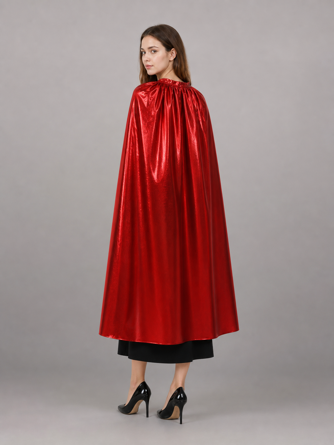 Red Carnival Cape with Gold Crown