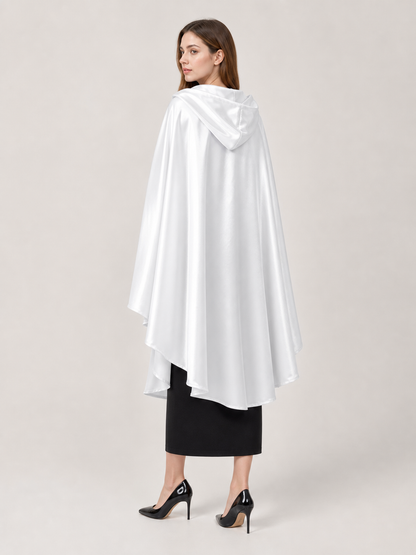 White Hooded Costume Cloak, Flowing Silhouette
