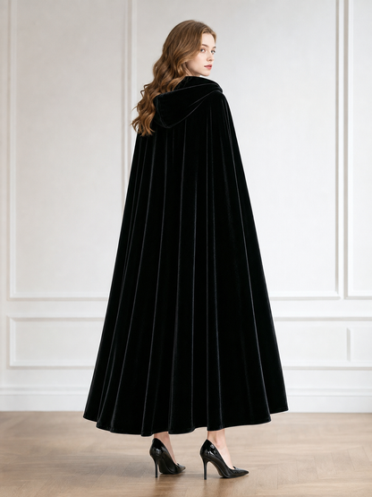 Black Hooded Carnival Cloak 110 cm