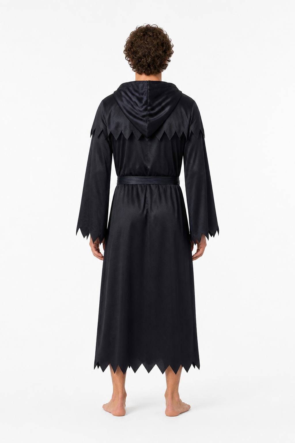 Halloween Grim Reaper Costume with Hood and Scythe back view