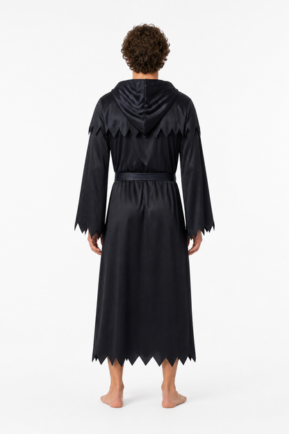 Halloween Grim Reaper Costume with Hood and Scythe back view