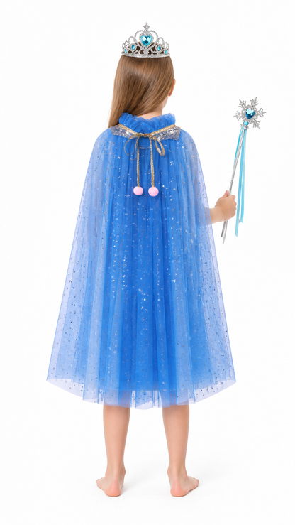 Children's Halloween Cape with Stars and Crown back view