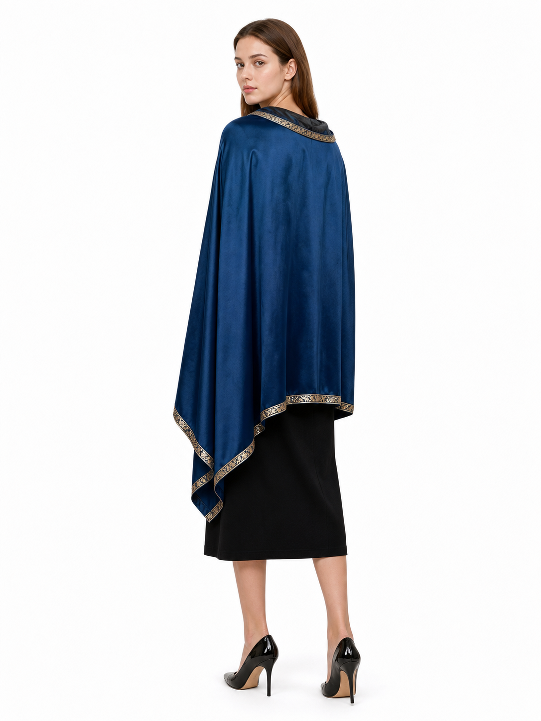 Blue Costume Cape with Gold Trim