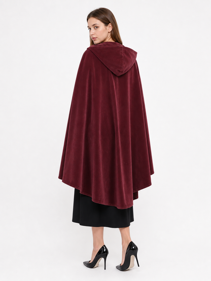 Burgundy Carnival Cloak with a Full Hood