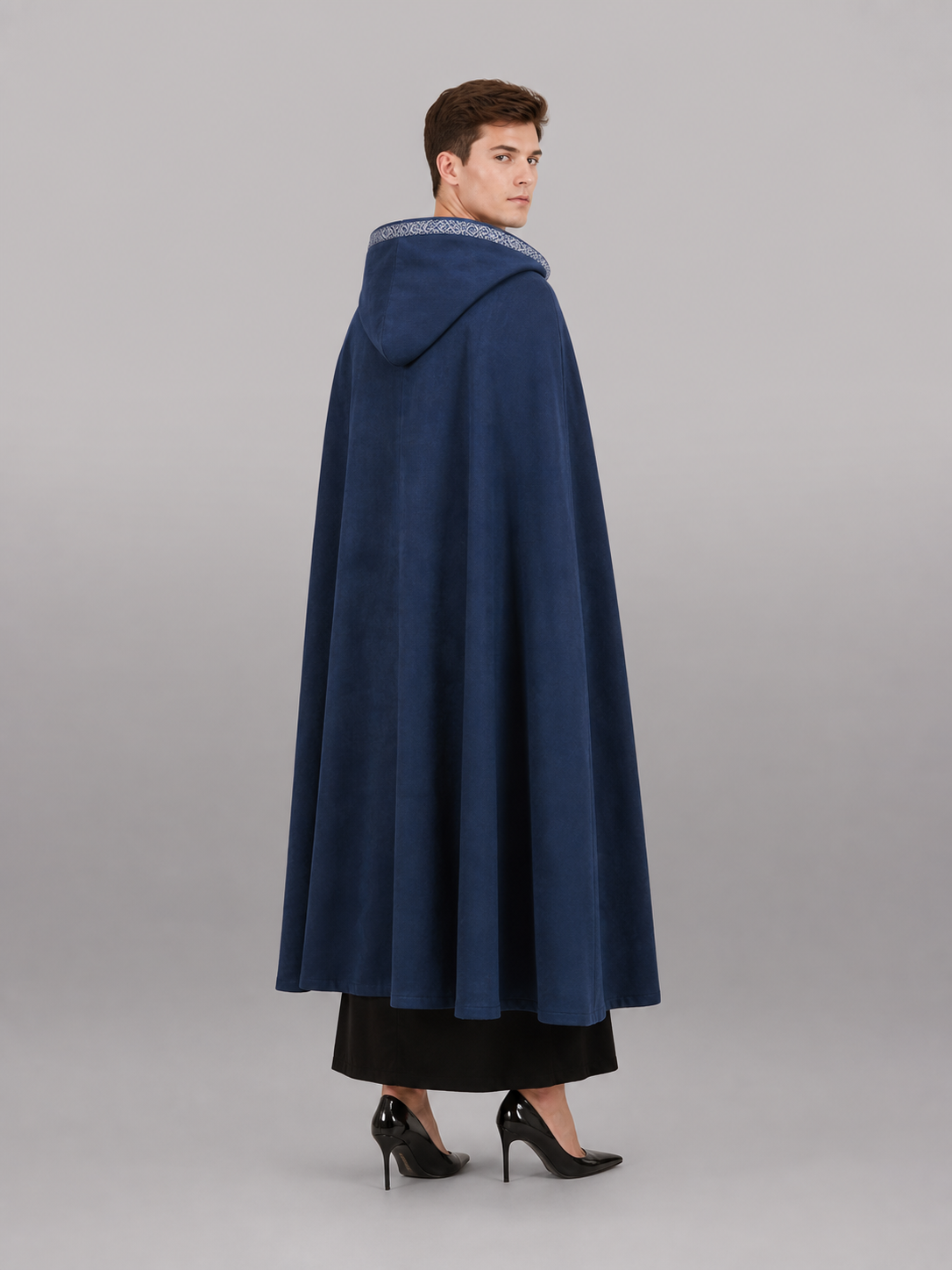 Blue Medieval Hooded Carnival Cloak
