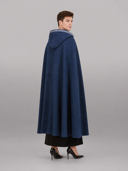 Blue Medieval Hooded Carnival Cloak