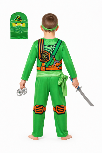 Ninja costume with mask and sword for parties back view