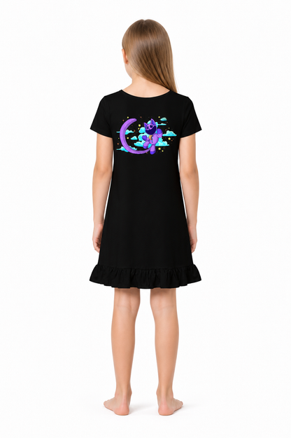 Black Poppy Playtime Cosplay Dress with Animal Prints back view