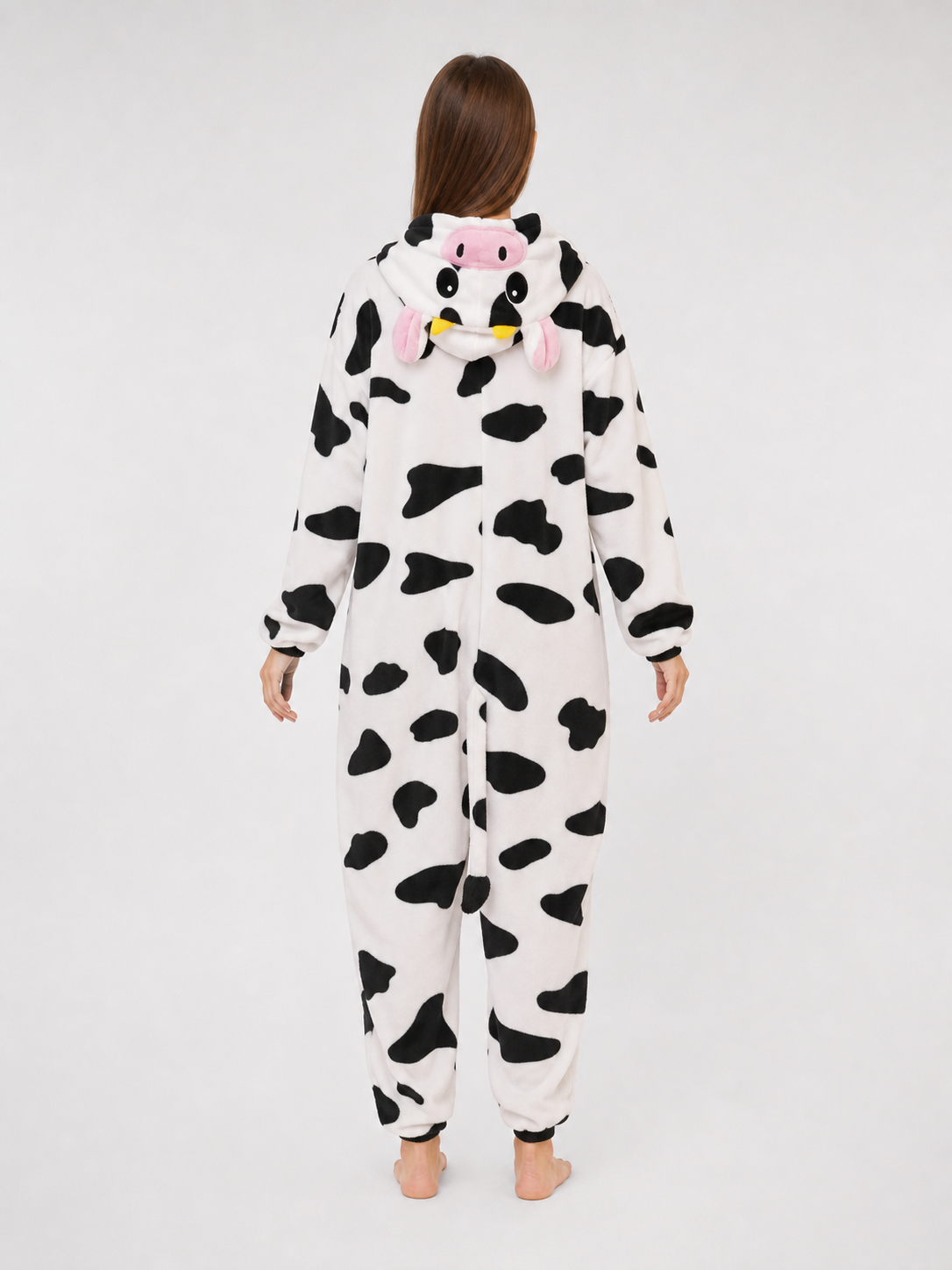 Cow-Print Hooded Kigurumi Jumpsuit