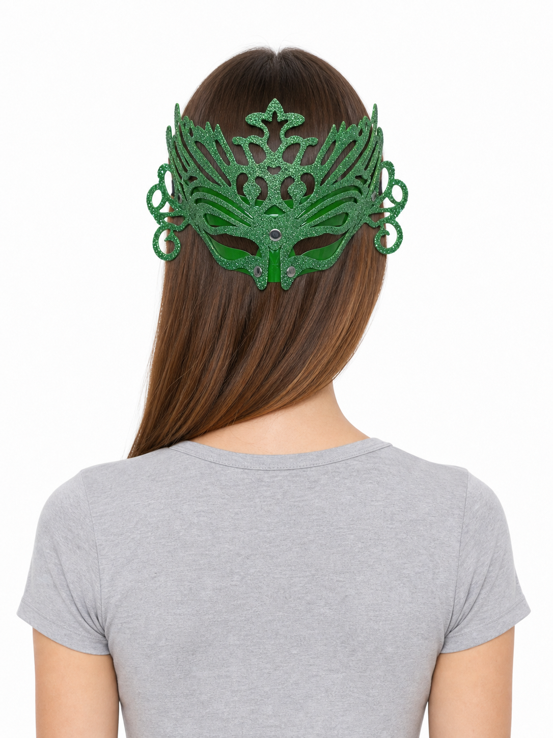 Green Glitter Carnival Headdress Mask