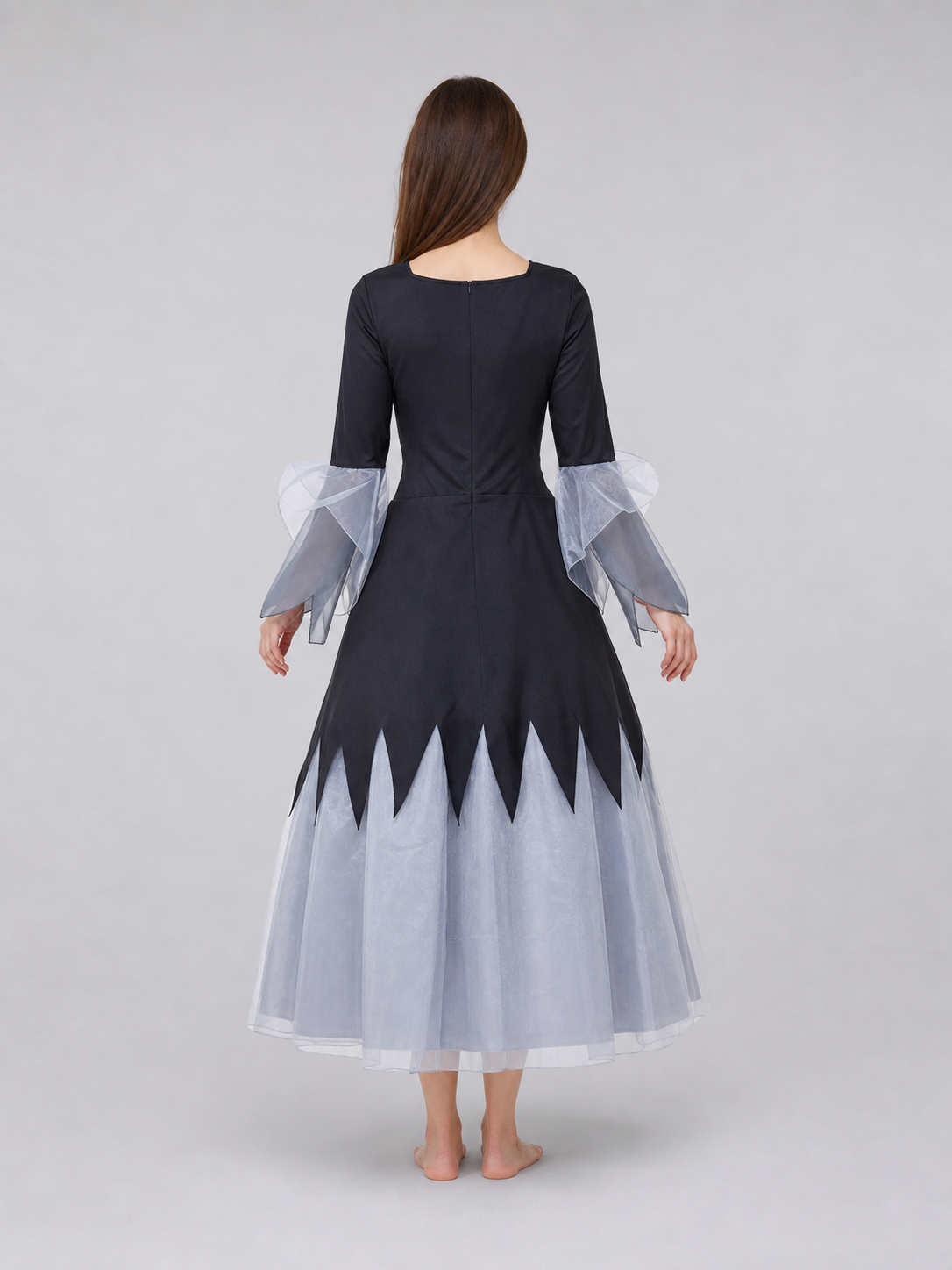 Gothic Black and Gray Lace-Up Cosplay Dress