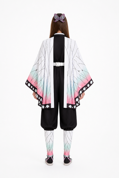 Cosplay Costume with White Cape and Butterfly back view