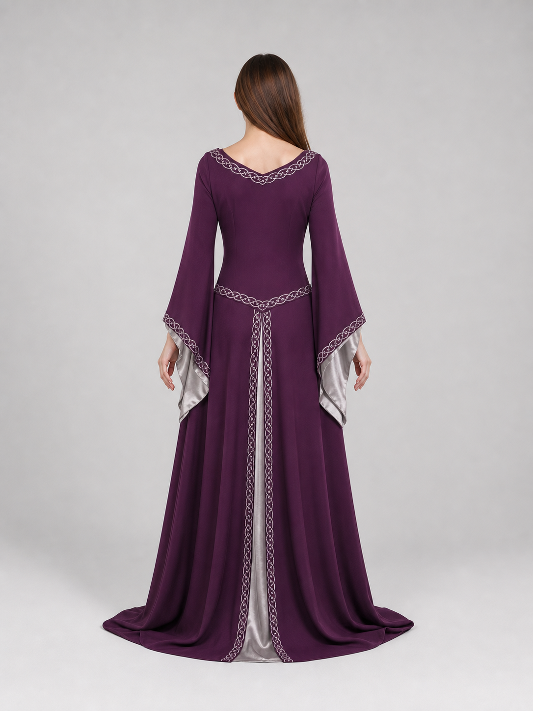 Long Fantasy-Style Dress with Bell Sleeves