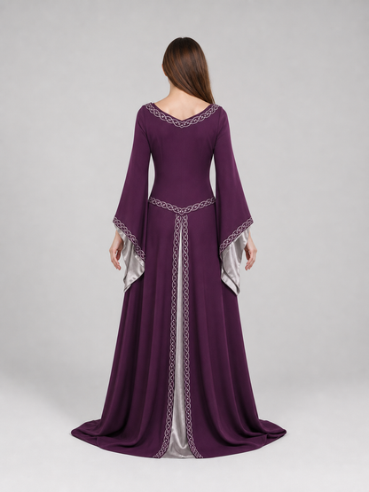 Long Fantasy-Style Dress with Bell Sleeves