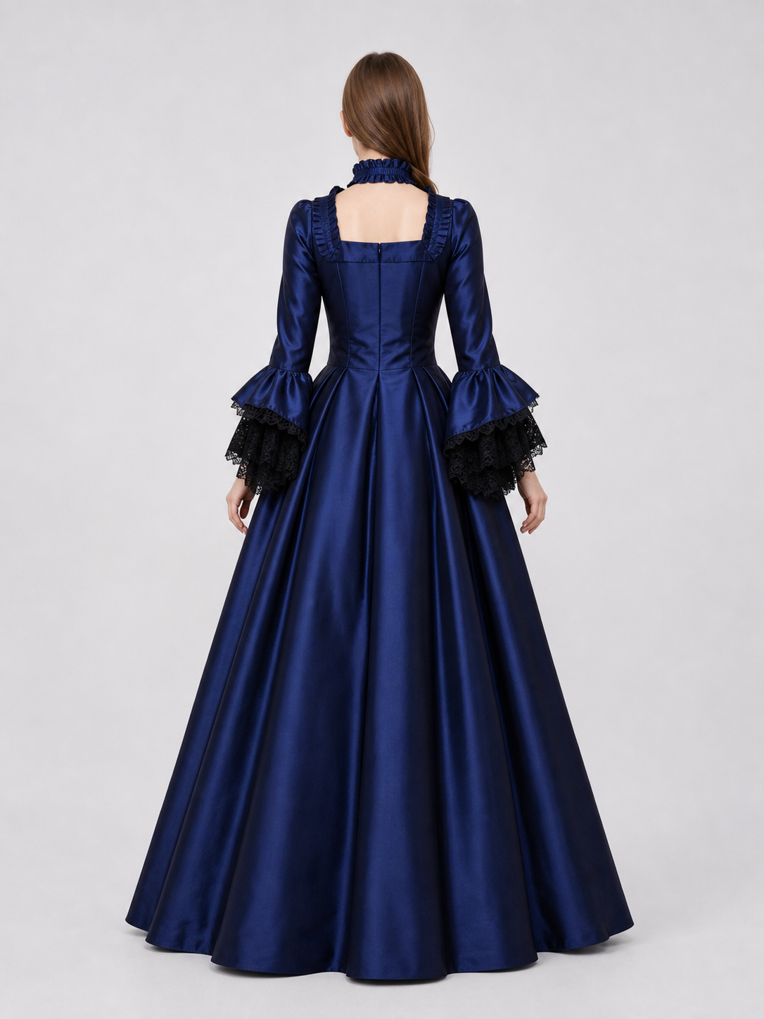 Victorian Gothic Dress with Puff Sleeves back view 2