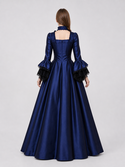 Victorian Gothic Dress with Puff Sleeves back view 2