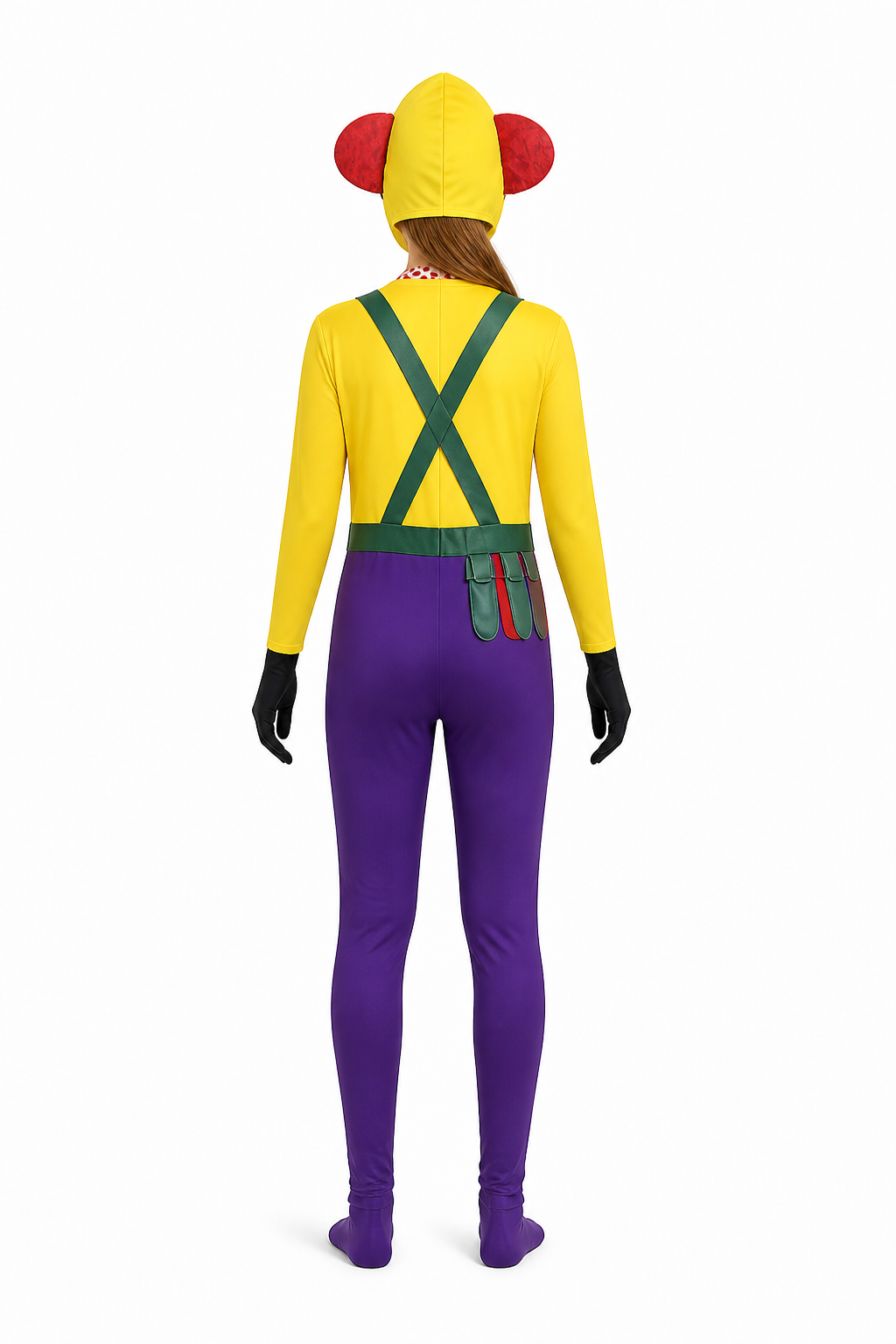 Clown Costume, Jumpsuit with Headwear back view