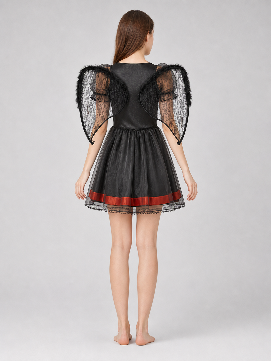 Black Demon Costume Dress with Horned Headband