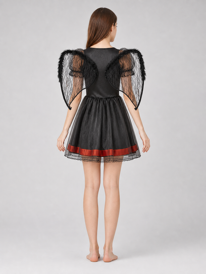 Black Demon Costume Dress with Horned Headband