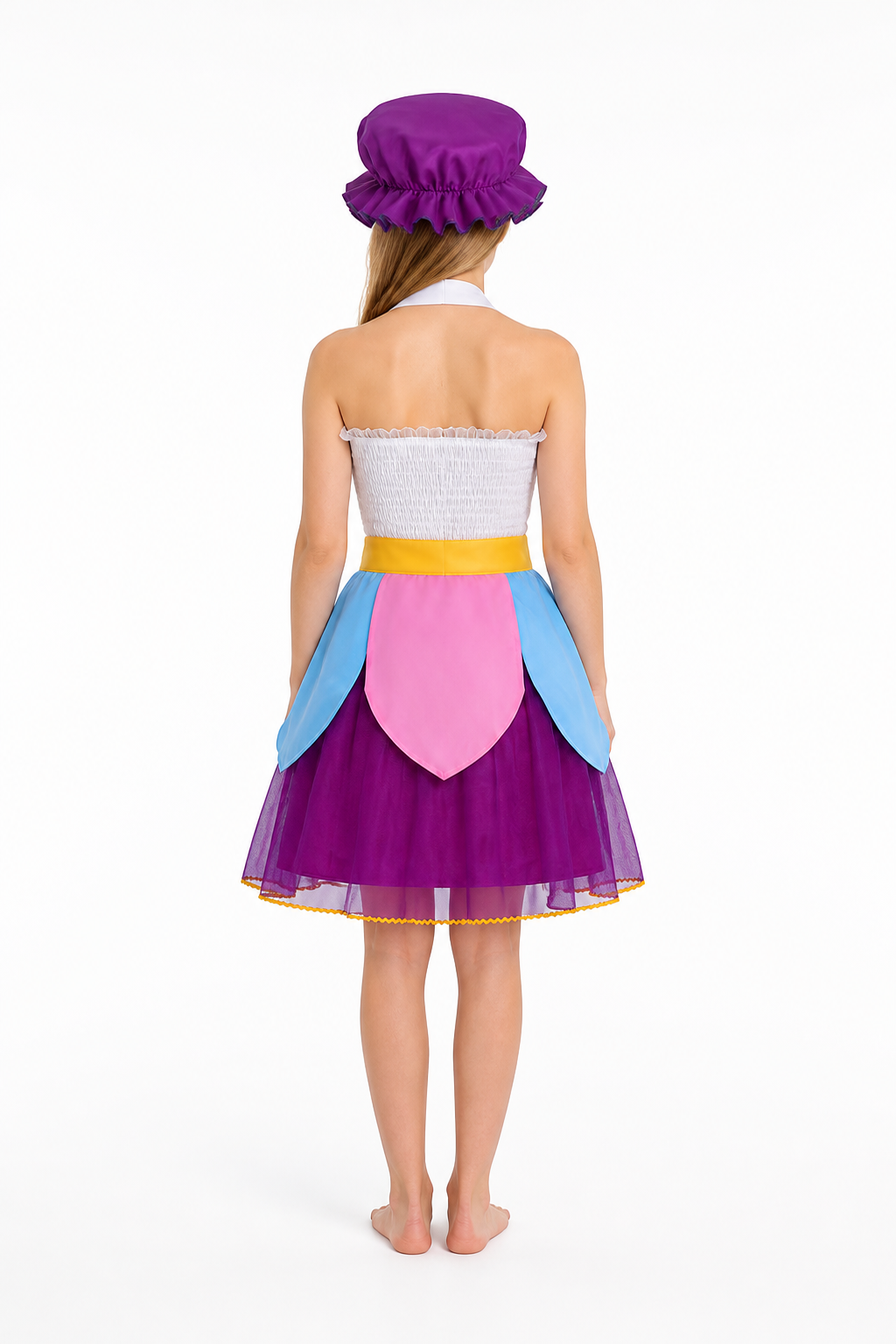 Cosplay Dress with Apron and Hat back view