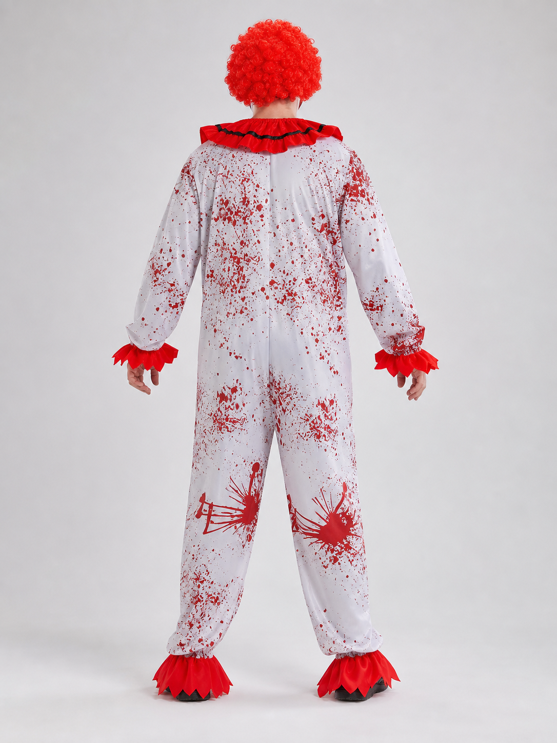 Clown Costume Jumpsuit with Red Accents