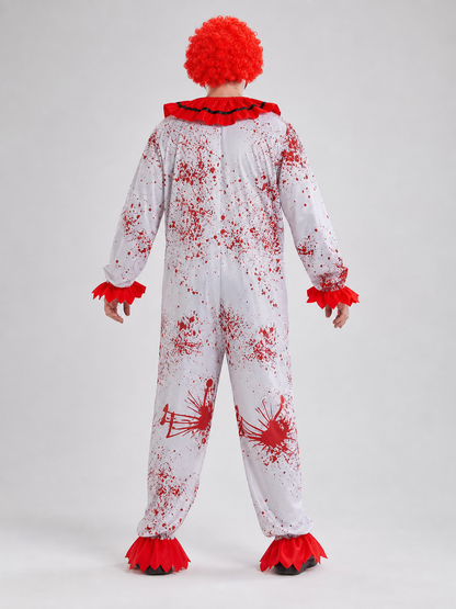 Clown Costume Jumpsuit with Red Accents