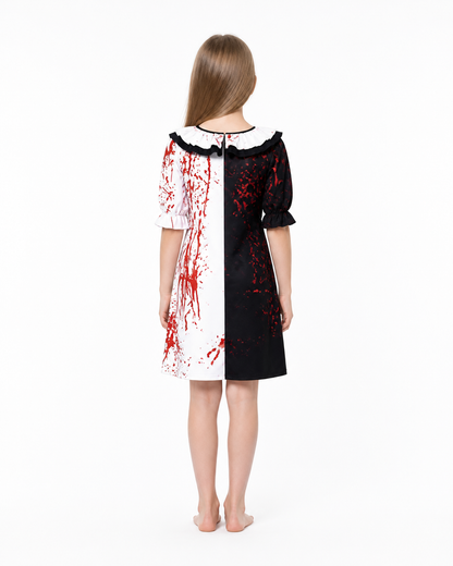 Clown Cosplay Dress with Blood Splatter back view