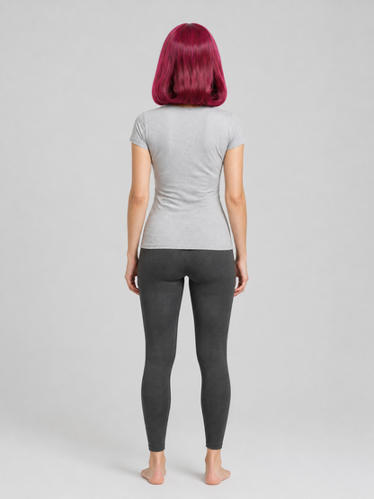 Medium-Length Burgundy Costume Wig with Bangs back view