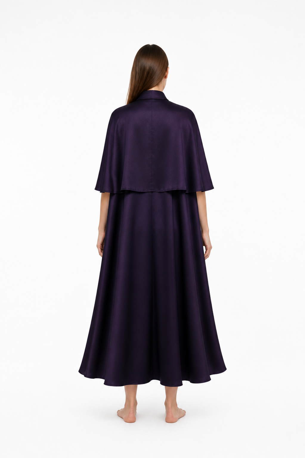 Cape Cloak with Stand Collar and Gold Chain back view