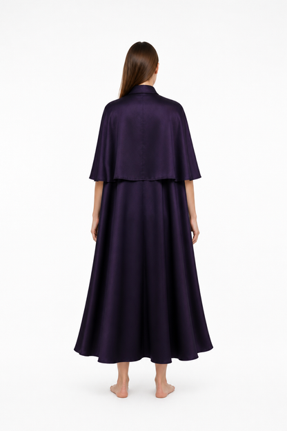 Cape Cloak with Stand Collar and Gold Chain back view