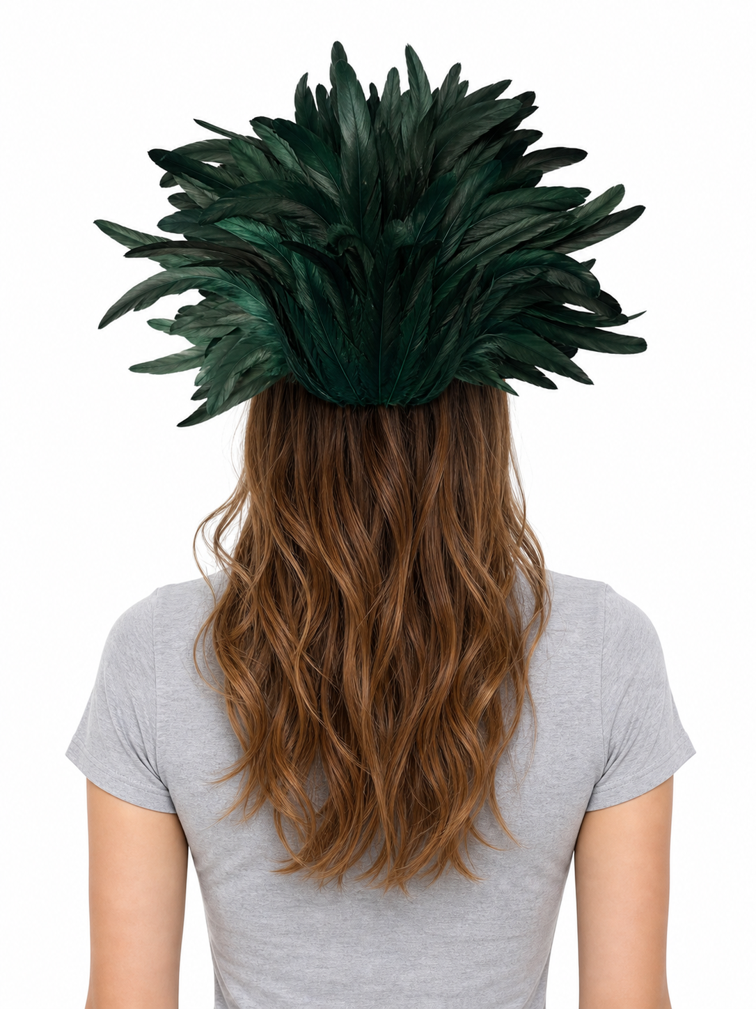 Masquerade headdress with green feathers