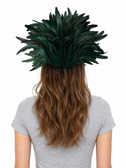 Masquerade headdress with green feathers