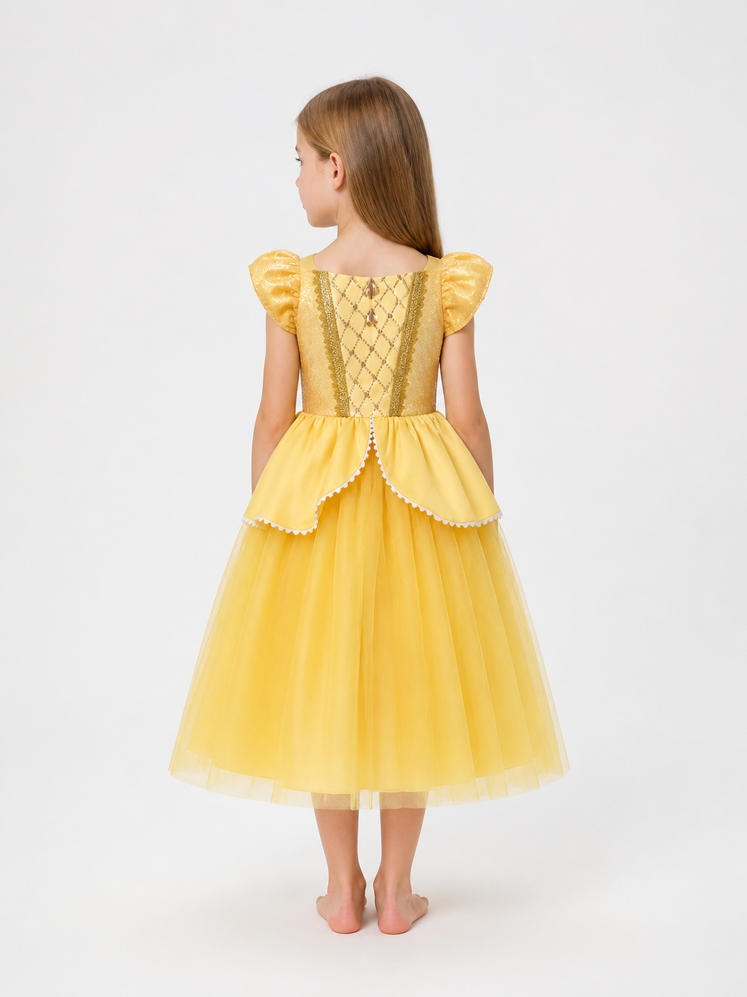 Yellow Princess Costume Dress for Halloween and Cosplay back view