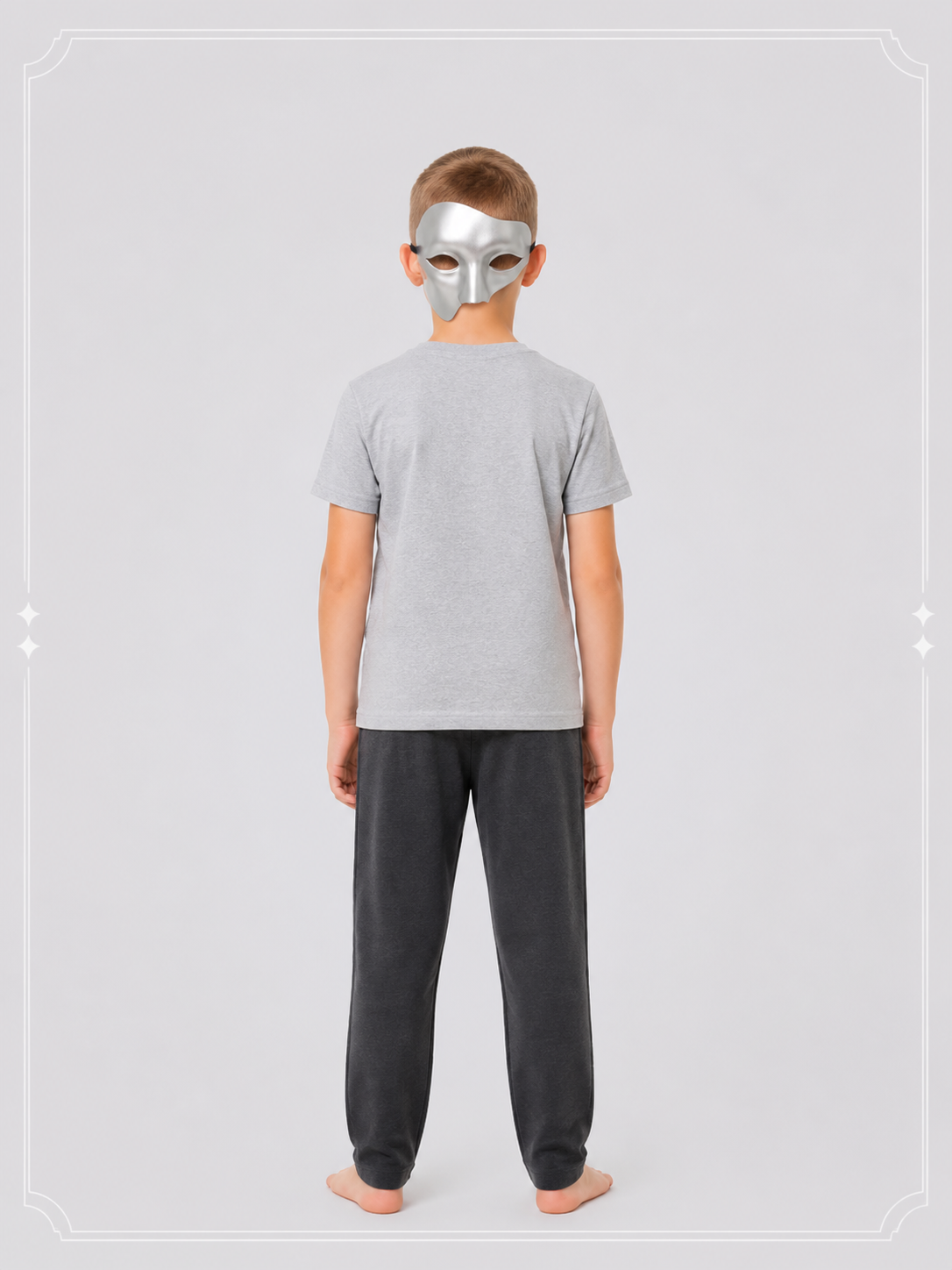Silver Carnival Half Mask for Halloween back view