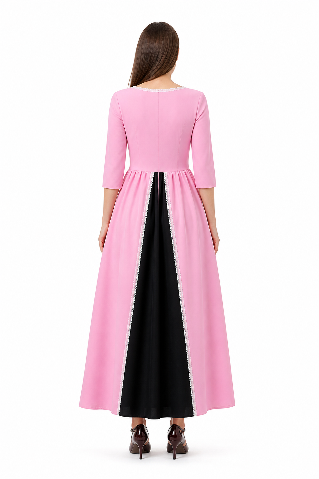 Medieval Princess Dress with White Trim and Lacing back view