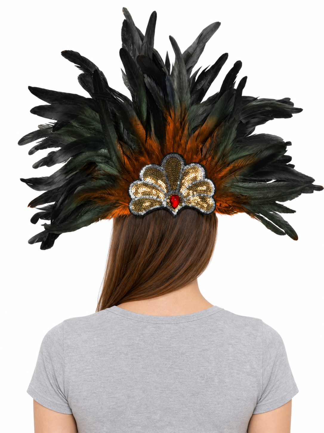 Carnival Feather and Bead Headpiece