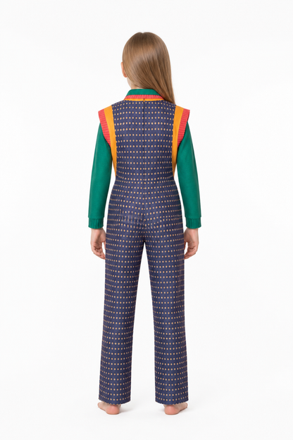 Cosplay Jumpsuit with a Colorful Collar back view